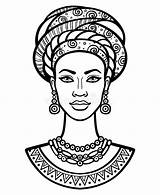 Africaine Turban Afrikaanse Vrouw Tulband Jonge Afrique sketch template