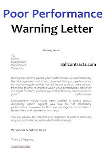 sample employee performance letter  letter template collection