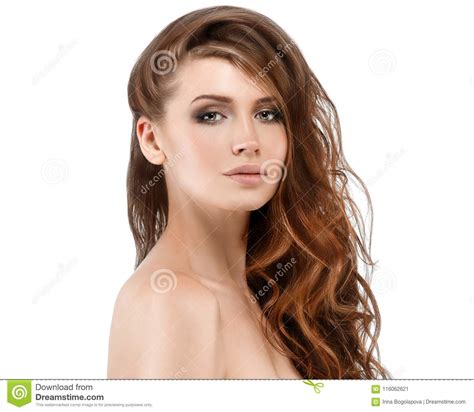 Beautiful Woman Brunette Red Lips Long Hair Healthy Beauty