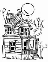 Coloring Pages Scary Halloween Haunted House Spooky Monster Old Creepy Houses Printable Drawing Kids Color Clipart Moon Night Adults Sheets sketch template