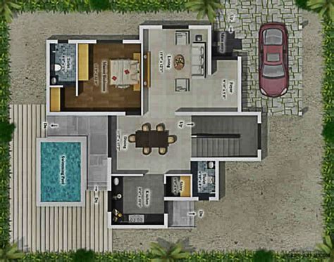 pool villa elevation floor plans