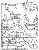 Jerusalem Coloring Pages Jewish Hanukkah Printable Kids Chanukah Adults Days Print Colouring School Clipart Sheets Color Worksheets Ann Most Holy sketch template