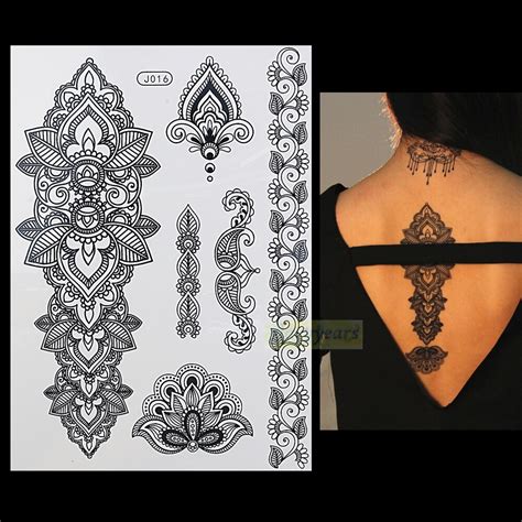 1pc fashion flash waterproof tattoo women black henna jewel sexy lace