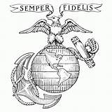 Coloring Pages Military Emblems Usmc Popular Corps Marine sketch template