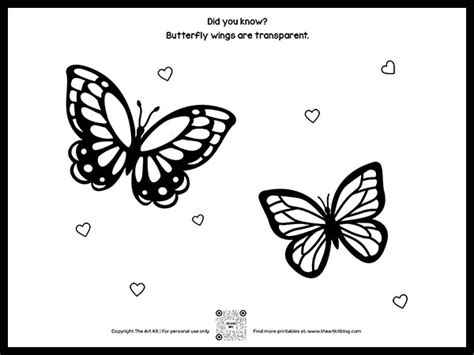 cute butterflies  hearts coloring page  art kit