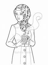 Coloring Muslim Pages Book Hijabi Girls Girl Islamic Muslimah Hijab Lady Cute Printable Kids Color Etsy Boyama Children Clothes Seç sketch template