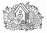 Coloring Pages Flower Flowers Kids Printable Birdhouse Sunflowers Printables Clipart Adult Colors Library Popular sketch template