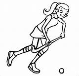 Hockey Coloring Pages Girl Colouring Playing Young Field Plays sketch template