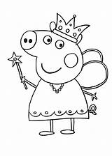 Pig Peppa Princess Coloring Pages Printable Kids Description Book sketch template