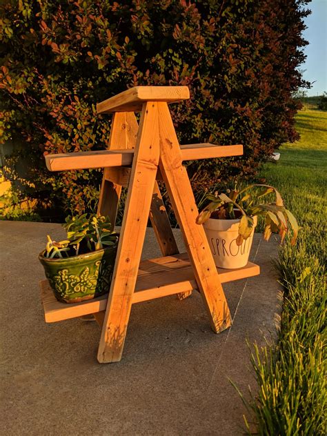 tiny ladder plant stand  happy simple living plant