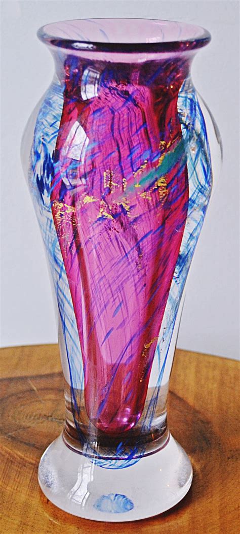 Heavy Art Glass Vase Multi Coloured Vase Colored Glass