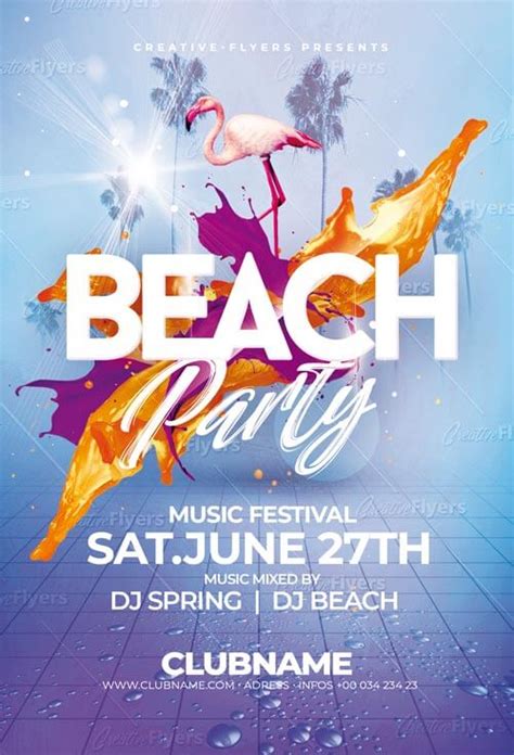 beach party flyer psd template photoshop files creativeflyers