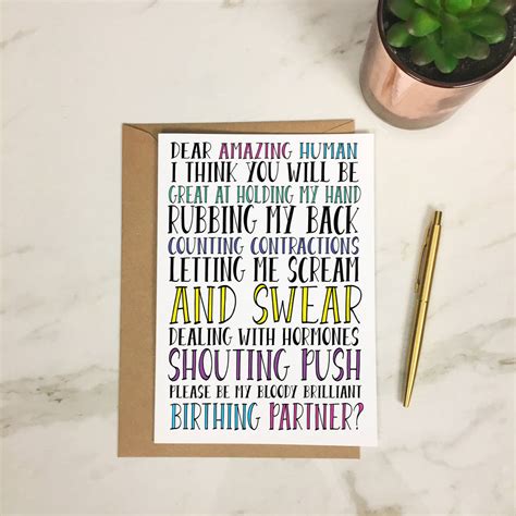 Funny Will You Be My Birthing Partner Card By The New Witty