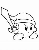 Kirby Coloring Sword Printable Pages Abilities sketch template