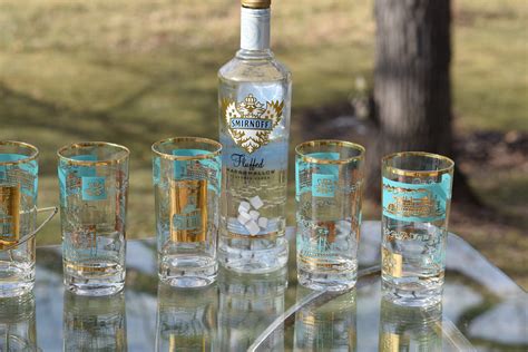 vintage highball glass with caddy mid century gold and turquoise