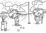 Golf Coloring Pages Kids Printable Playing Color Onlinecoloringpages Sheet Girl Golfer Ball sketch template