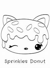 Donut Coloring Pages Num Noms Kawaii Cute Kids Sprinkles Donuts Food Sketch Cat Sprinkle Color Drawings Template Nyan sketch template