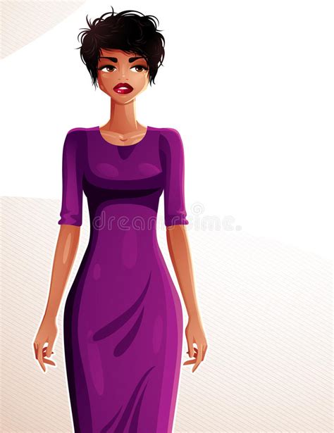 Dark Skin Woman Wearing An Elegant Dress Stock Vector Illustration Of