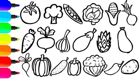 outline pictures  fruits  vegetables  coloring pages