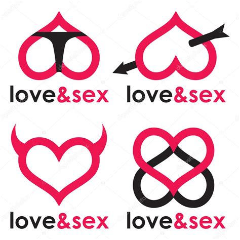 sex shop logotipo corações coleção — vetor de stock