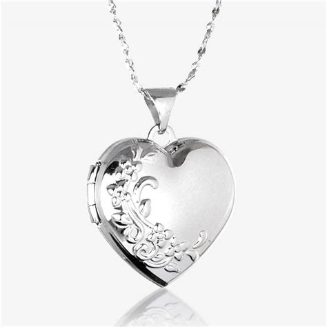 angela sterling silver heart locket necklace