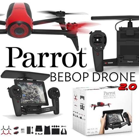 parrot bebop  rouge avec skycontroller black edition gps fpv  camera full hd mp
