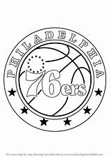 76ers Philadelphia Coloring Drawing Logo Pages Draw Step Sixers Nba Drawings Tutorial Tutorials Drawingtutorials101 Templates Template sketch template