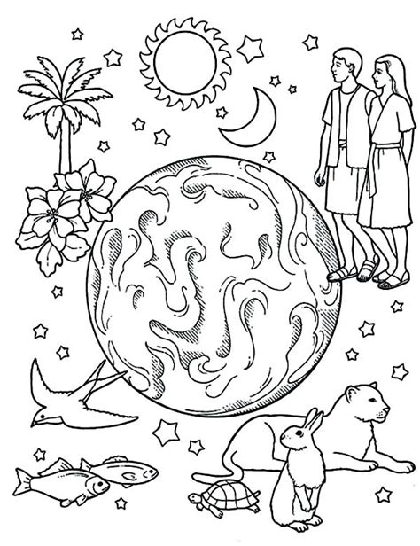 god creates  world coloring pages coloring pages