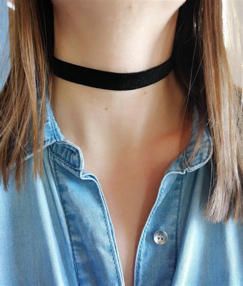 flat black velvet choker plain black choker necklace simple black choker