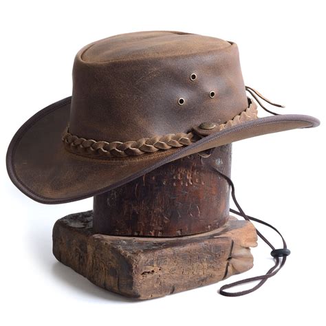 Unisex Australian Outback Hat Down Under Leather Hat Aussie Outback