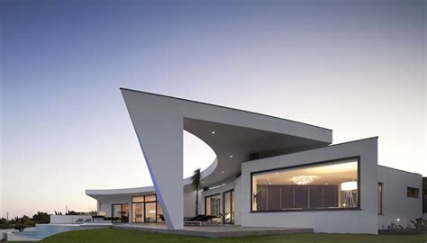 arc house  luxury interiors  edgy curved roof
