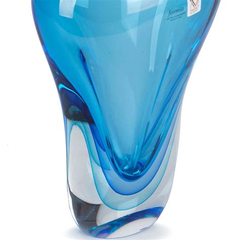 Formia Murano Large Sommerso Blue Art Glass Vase For Sale