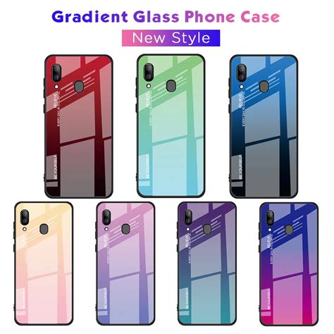 samsung galaxy   case hard tempered glass fashion gradient protective  cover case