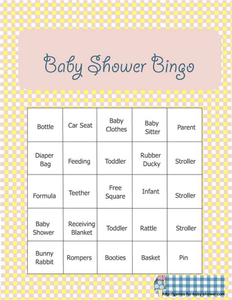 printable baby shower bingo game