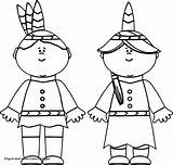 Coloring Pages Pilgrim Indian American Native Girl Boy Thanksgiving Color Pilgrims Child Drawing Gingerbread Americans Printable Family Happy Girls Doll sketch template