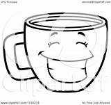 Coffee Cup Coloring Cartoon Happy Clipart Grinning Pages Thoman Cory Cups Outlined Vector Royalty sketch template