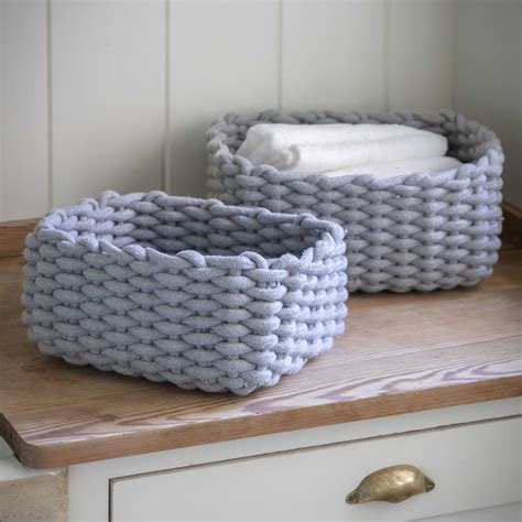 set   chunky knit baskets chesil grey