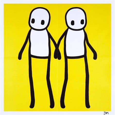 stik holding hands yellow signed    sale artsy