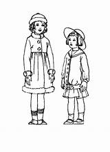 Children Fashion Costume 1910 1920 Girls Edwardian History Costumes 1915 Girl Kids Childrens Fashions Era Outfits Colouring 1920s Clothes Outfit sketch template