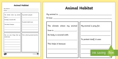 animals  habitats worksheet primary resource