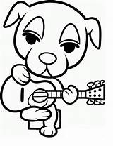 Guitarra Cachorro Tocando sketch template
