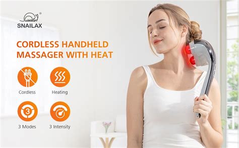 snailax cordless handheld back massager with heat deep tissue