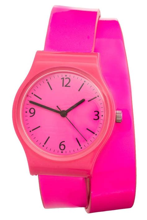 bright pink    asos neon colors neon pink bright pink asos cute clock bracelets