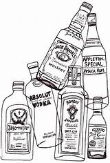 Drawing Bottle Bottles Alcohol Liquor Drawings Vodka Tumblr Line Easy Sketch Pages Glass Color Coloring Illustration Beer Cola Dessin Para sketch template