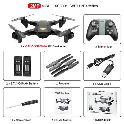 visuo xshw wifi fpv  wide angle hd camera high hold mode foldable arm rc drone quadcopter