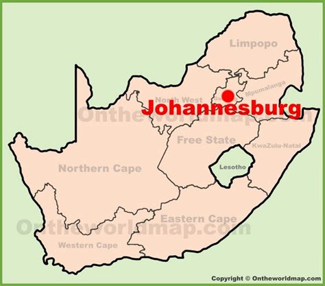 johannesburg location   south africa map ontheworldmapcom