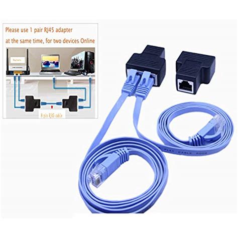 pair cat  cables rj splitter adaptersinloon ethernet cat kit ebay