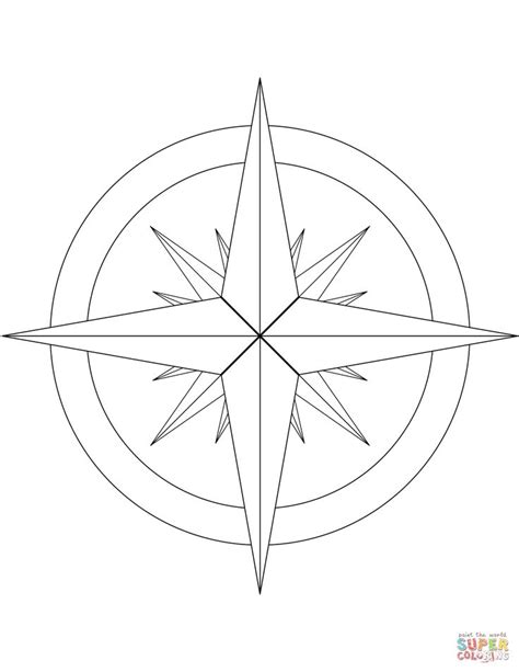 point compass rose coloring page  printable coloring pages