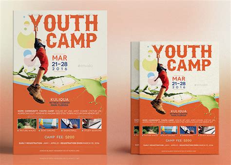 youth camp flyer poster template graphicmule