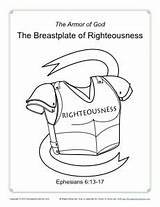 Breastplate Righteousness Coloring Armor God Kids Bible Truth Belt Church Activities Activity Sundayschoolzone School Lessons Lesson Sunday Template Printable Pages sketch template